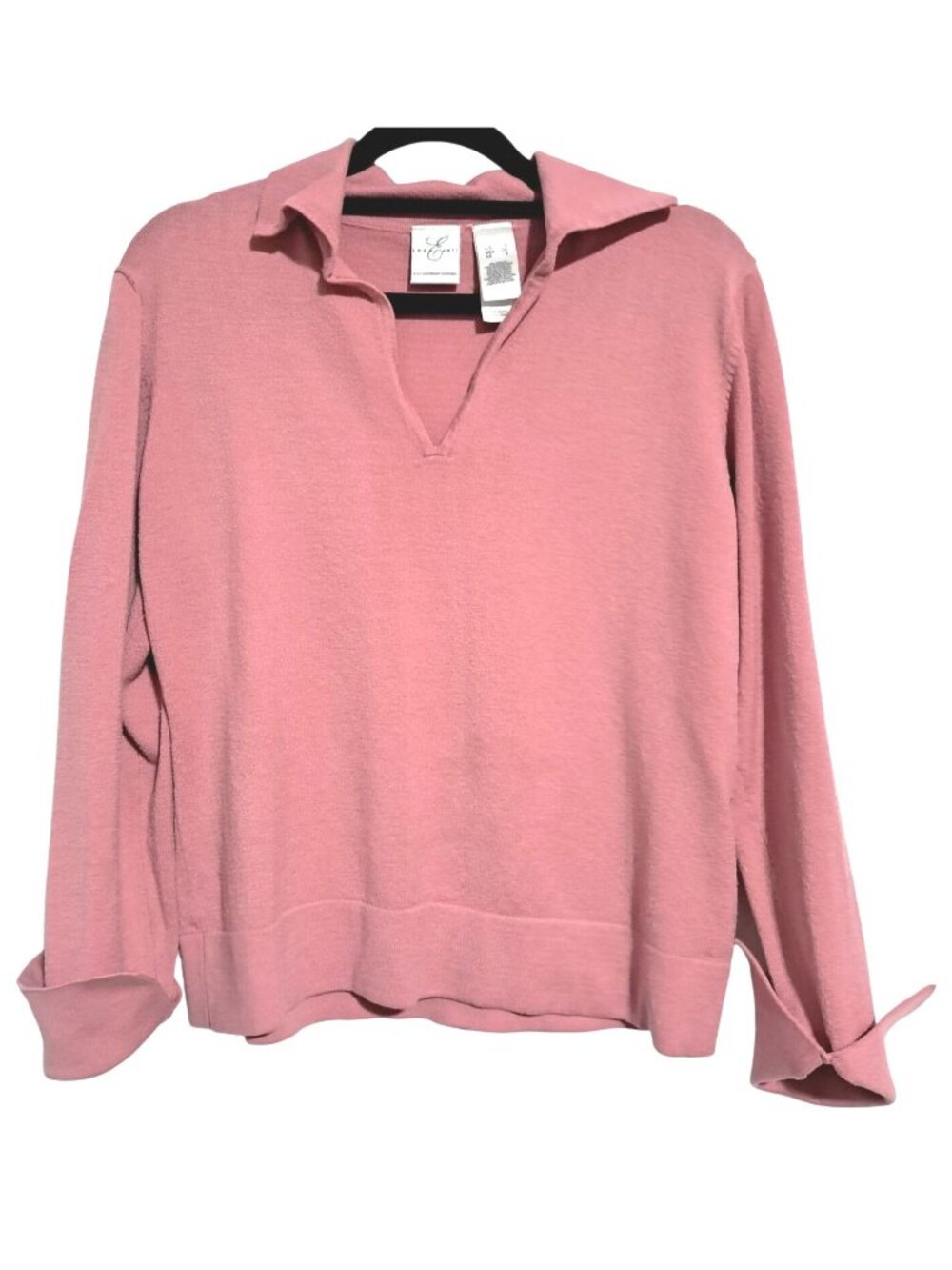 Emma James Pullover Top Womens S Small Pink Acrylic/Nylon Knit Collar Long Sleev